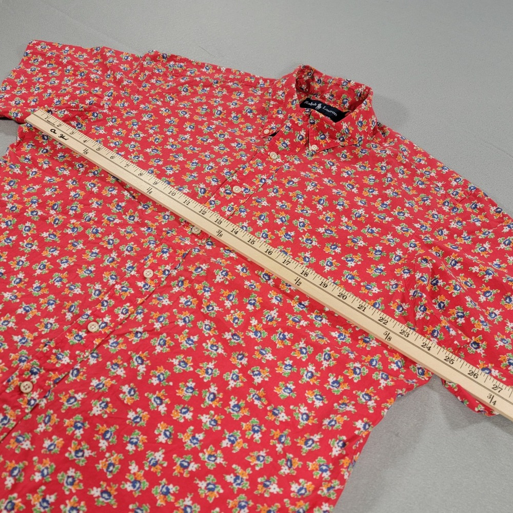 Ralph Lauren Classic Fit Floral Button Down Shirt Coastal Preppy Men's XL Red - Picture 4 of 7